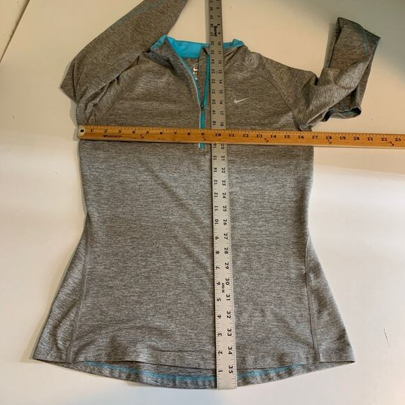Nike Top Womens Small Gray Pool Blue Dri Fit Element Half Zip Running Space Dye - Picture 8 of 13